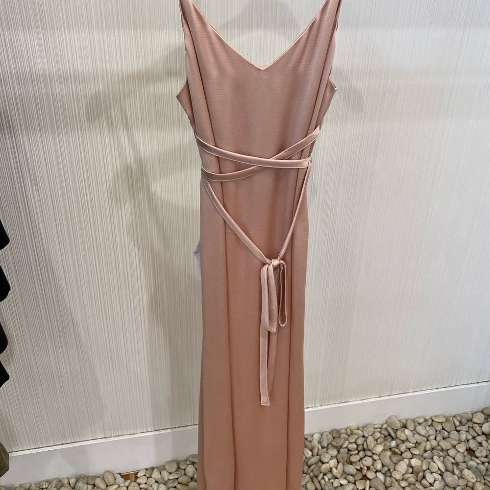 BCBG Mauve Pink Satin Slip Prom Dress with Wrap Tie